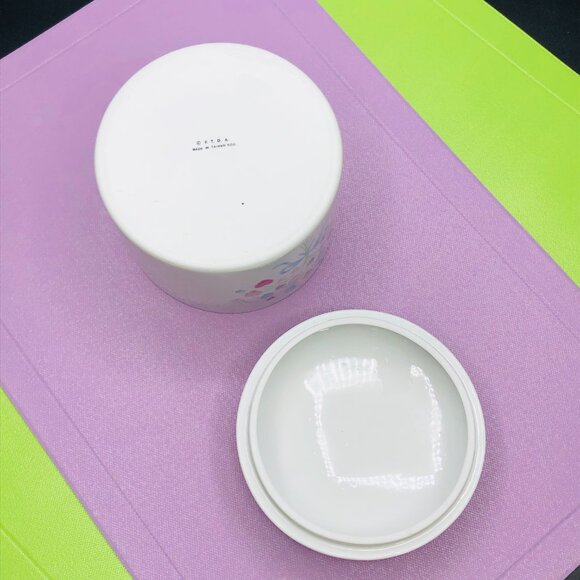 80s FTDA Pastel Heart Blue Ribbon Bouquet Porcelain Canister Vintage Candy Jar - Picture 7 of 10